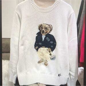 Polo by Ralph Lauren White Sweater with Bear Design